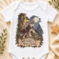 wolf baby bodysuit close-up detail