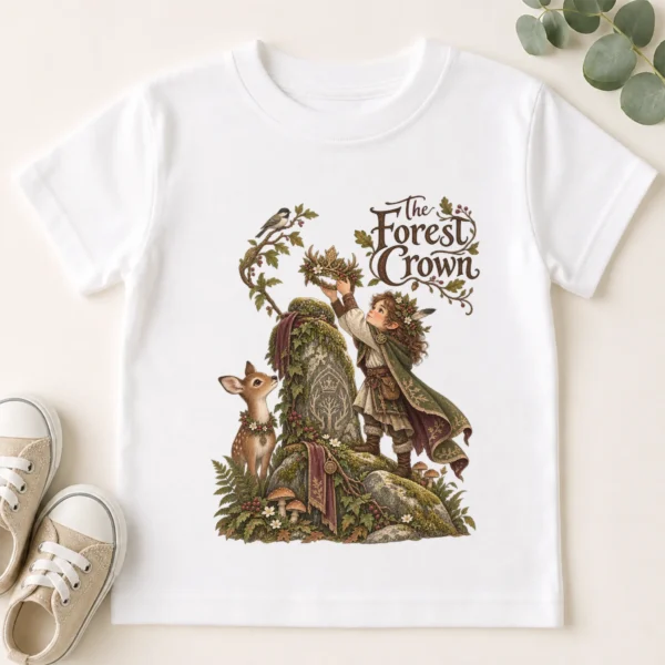 Woodland Guardian Baby Bodysuit or Toddler Shirt, the Forest Crown — toddler shirt mockup woodland guardian baby bodysuit front view
