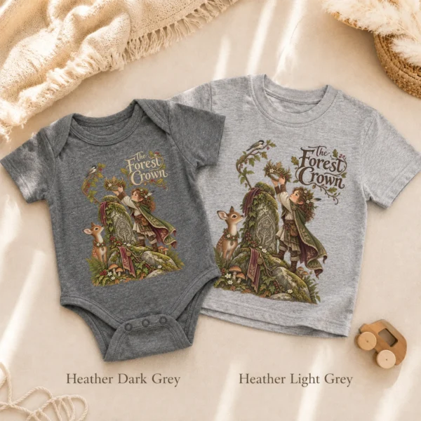 Woodland Guardian Baby Bodysuit or Toddler Shirt, the Forest Crown — alternate product mockup woodland guardian baby bodysuit alternate angle