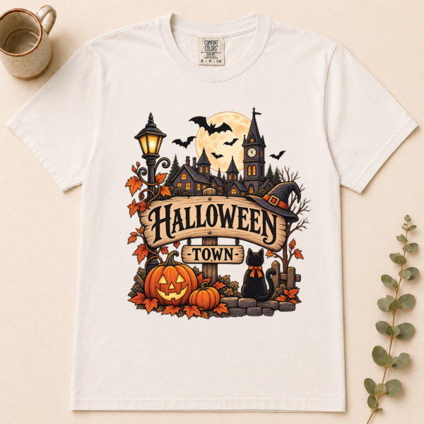 halloween town signpost t-shirt