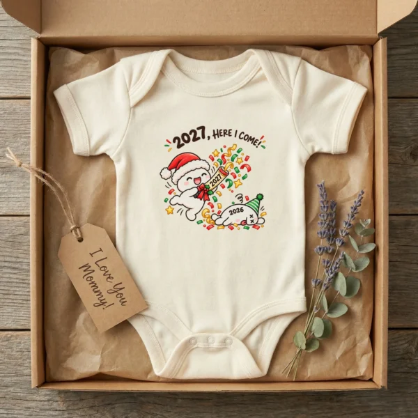 2027 New Year Baby Bodysuit & Toddler Shirt, Funny Party Design — baby bodysuit mockup 2027 new year baby bodysuit & toddler shirt product photo