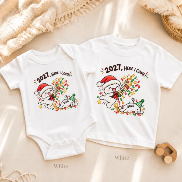 2027 New Year Baby Bodysuit & Toddler Shirt, Funny Party Design — alternate product mockup 2027 new year baby bodysuit & toddler shirt product detail