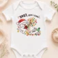 2027 new year baby bodysuit & toddler shirt close-up detail