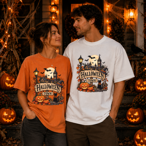4 halloween town signpost t-shirt lifestyle scene
