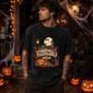 halloween town signpost t-shirt close-up detail