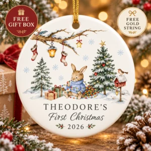 baby first christmas ornament boy girl personalized name & year product image