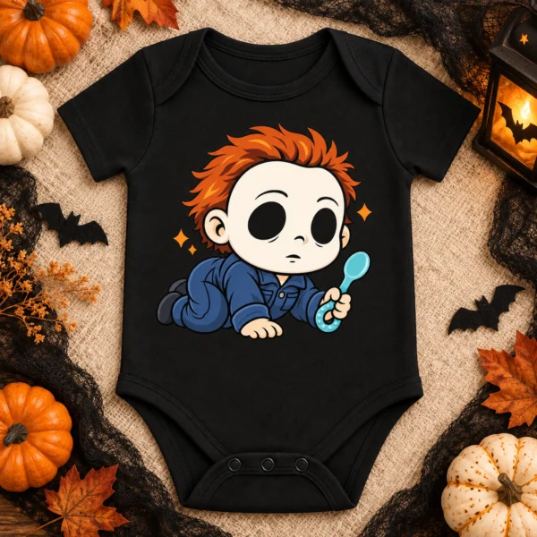 blank mask baby bodysuit