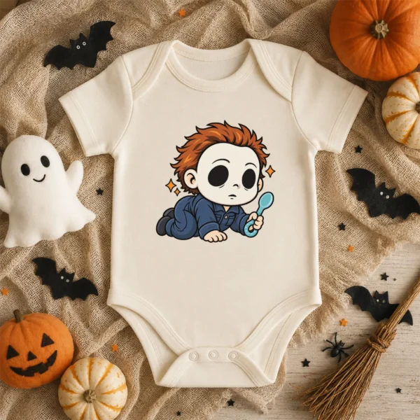 Halloween Blank Mask Baby Bodysuit or Toddler Shirt — baby bodysuit mockup blank mask baby bodysuit product photo