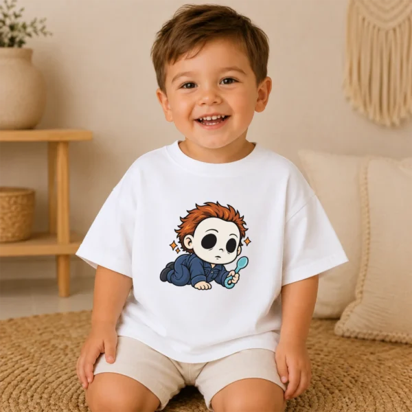 Halloween Blank Mask Baby Bodysuit or Toddler Shirt — toddler shirt mockup blank mask baby bodysuit product photo