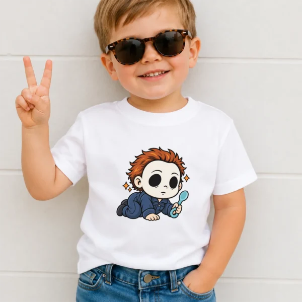 Halloween Blank Mask Baby Bodysuit or Toddler Shirt — toddler shirt mockup blank mask baby bodysuit product photo