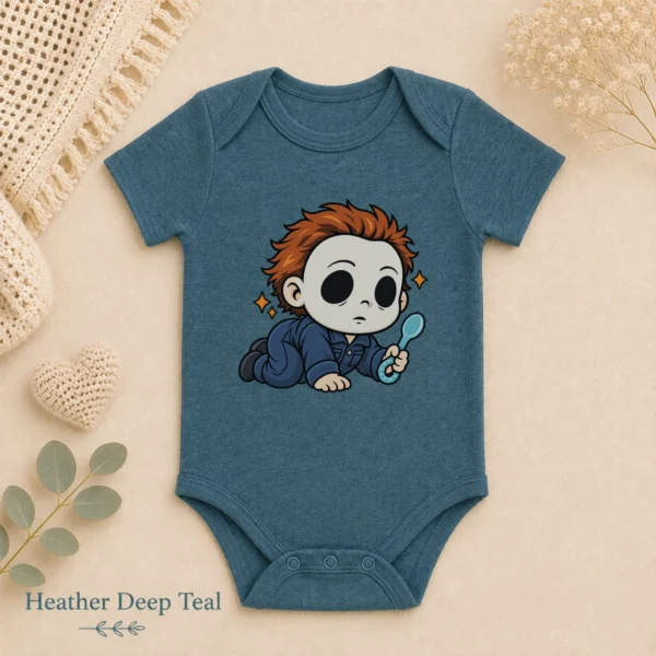 Halloween Blank Mask Baby Bodysuit or Toddler Shirt — alternate product mockup blank mask baby bodysuit alternate angle