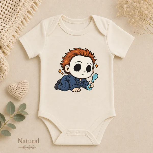 Halloween Blank Mask Baby Bodysuit or Toddler Shirt — alternate product mockup blank mask baby bodysuit styled product photo
