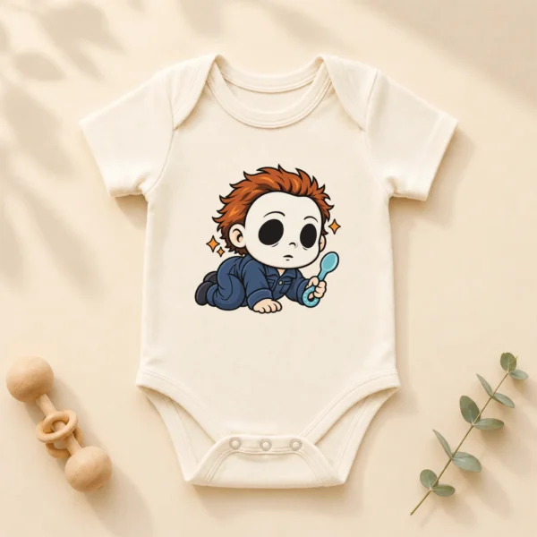 Halloween Blank Mask Baby Bodysuit or Toddler Shirt — alternate product mockup blank mask baby bodysuit product photo