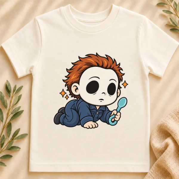 Halloween Blank Mask Baby Bodysuit or Toddler Shirt — toddler shirt mockup blank mask baby bodysuit close-up detail