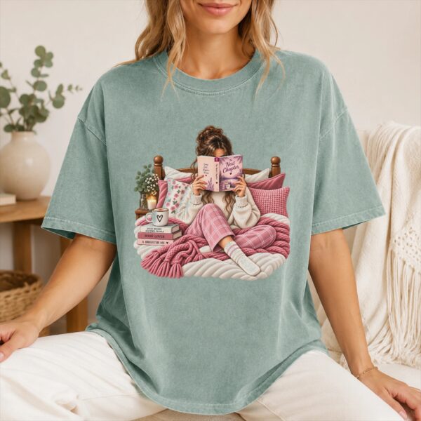 Book-Loving Woman Shirt, Cozy Book Girl Reading book-loving woman t-shirt model mockup
