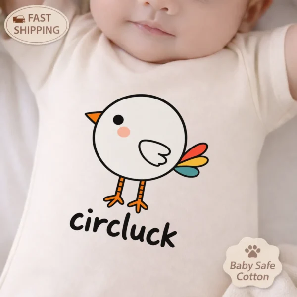 Circle Chicken Baby Bodysuit, Toddler & Youth Shirt | Circluck — baby bodysuit mockup circle chicken baby bodysuit product photo