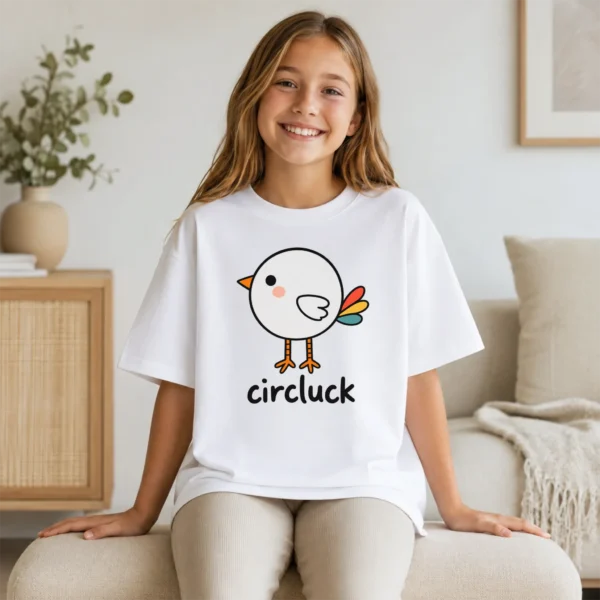Circle Chicken Baby Bodysuit, Toddler & Youth Shirt | Circluck — toddler shirt mockup circle chicken baby bodysuit alternate angle