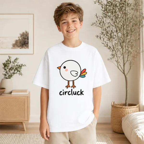 Circle Chicken Baby Bodysuit, Toddler & Youth Shirt | Circluck — toddler shirt mockup circle chicken baby bodysuit front view