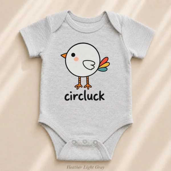 Circle Chicken Baby Bodysuit, Toddler & Youth Shirt | Circluck — alternate product mockup circle chicken baby bodysuit product photo