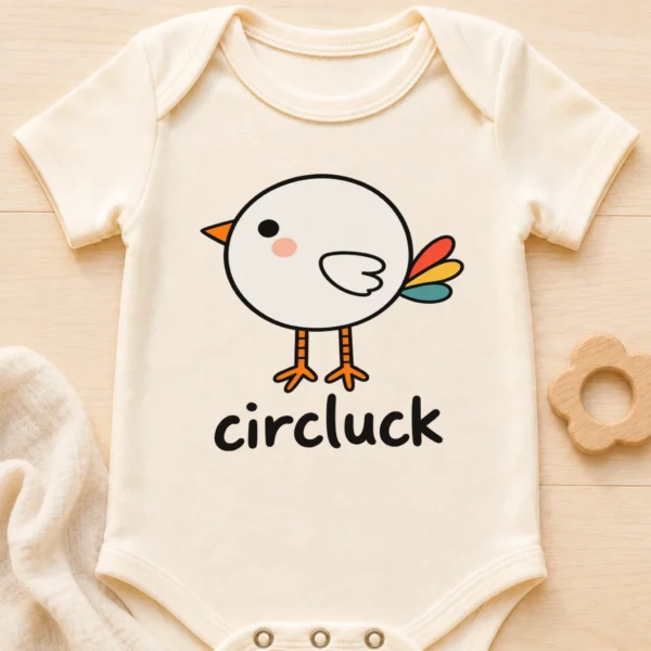Circle Chicken Baby Bodysuit, Toddler & Youth Shirt | Circluck — baby bodysuit mockup circle chicken baby bodysuit close-up detail