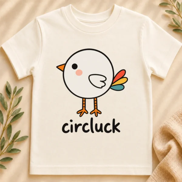 Circle Chicken Baby Bodysuit, Toddler & Youth Shirt | Circluck — toddler shirt mockup circle chicken baby bodysuit close-up detail