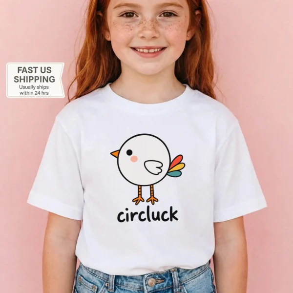 Circle Chicken Baby Bodysuit, Toddler & Youth Shirt | Circluck — toddler shirt mockup circle chicken baby bodysuit product photo
