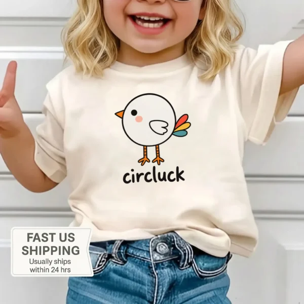 Circle Chicken Baby Bodysuit, Toddler & Youth Shirt | Circluck — toddler shirt mockup circle chicken baby bodysuit close-up detail