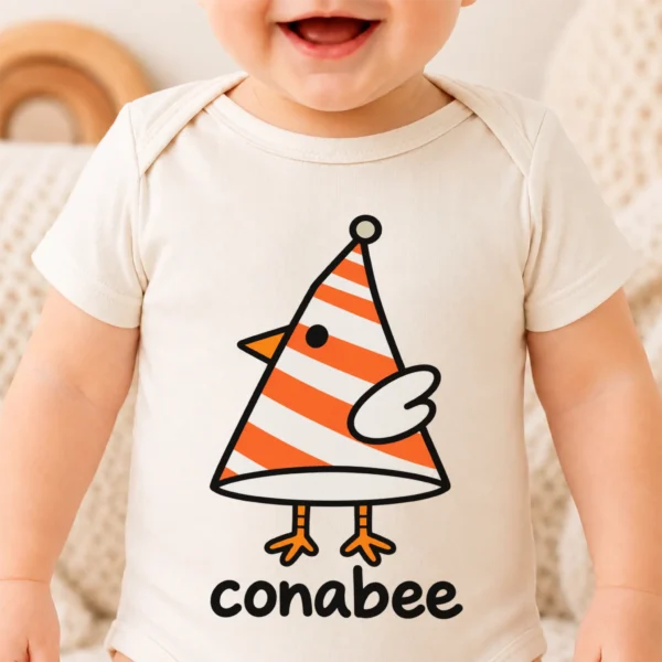 Cone Bird Geometry Baby Bodysuit, Toddler & Youth Shirt | Conebee — baby bodysuit mockup cone bird geometry baby bodysuit close-up detail