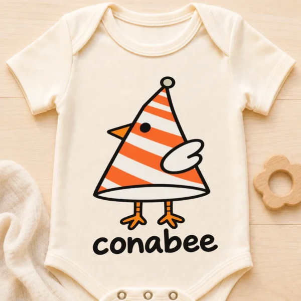 Cone Bird Geometry Baby Bodysuit, Toddler & Youth Shirt | Conebee — baby bodysuit mockup cone bird geometry baby bodysuit close-up detail