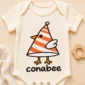 cone bird geometry baby bodysuit close-up detail