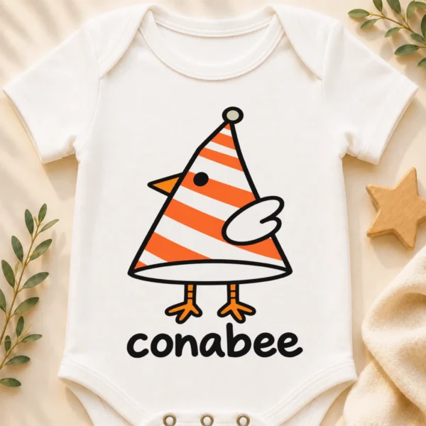 Cone Bird Geometry Baby Bodysuit, Toddler & Youth Shirt | Conebee — baby bodysuit mockup cone bird geometry baby bodysuit close-up detail