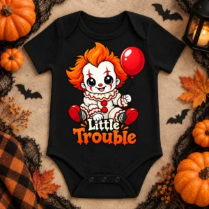 creepy clown baby bodysuit