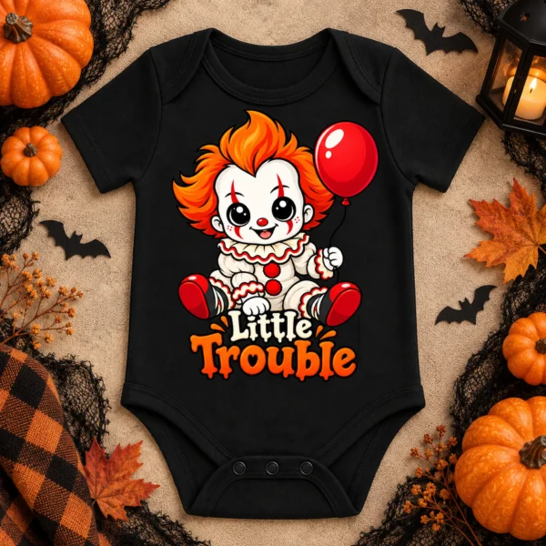 creepy clown baby bodysuit