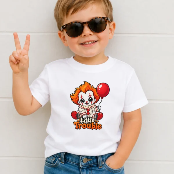 Halloween Creepy Clown Baby Bodysuit or Toddler Shirt — toddler shirt mockup creepy clown baby bodysuit product photo