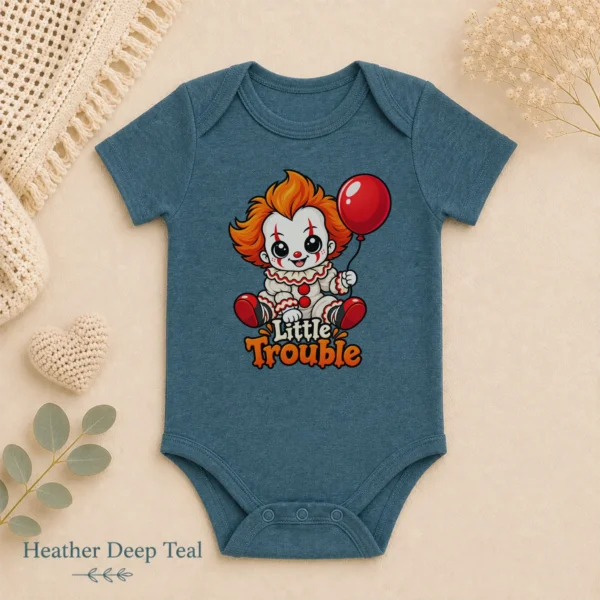Halloween Creepy Clown Baby Bodysuit or Toddler Shirt — alternate product mockup creepy clown baby bodysuit product detail