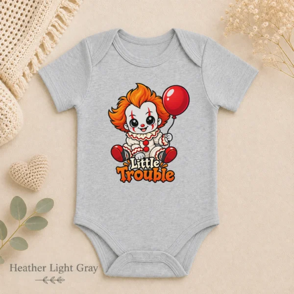 Halloween Creepy Clown Baby Bodysuit or Toddler Shirt — alternate product mockup creepy clown baby bodysuit styled product photo