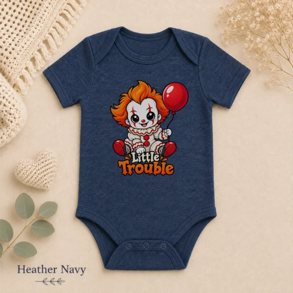 Halloween Creepy Clown Baby Bodysuit or Toddler Shirt — alternate product mockup creepy clown baby bodysuit alternate angle