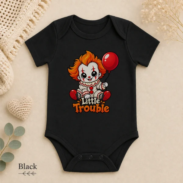Halloween Creepy Clown Baby Bodysuit or Toddler Shirt — alternate product mockup creepy clown baby bodysuit mockup view