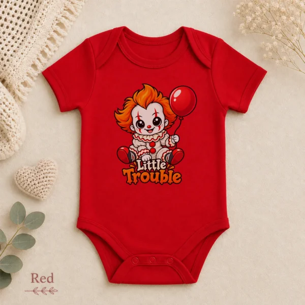 Halloween Creepy Clown Baby Bodysuit or Toddler Shirt — alternate product mockup creepy clown baby bodysuit product photo