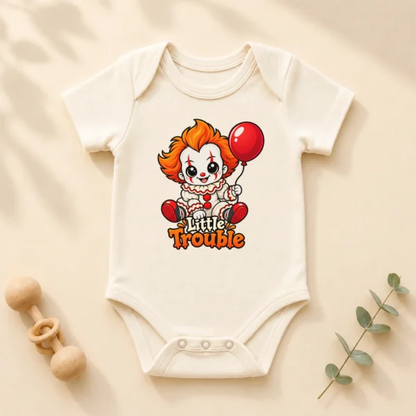 Halloween Creepy Clown Baby Bodysuit or Toddler Shirt — alternate product mockup creepy clown baby bodysuit product photo