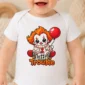 creepy clown baby bodysuit close-up detail