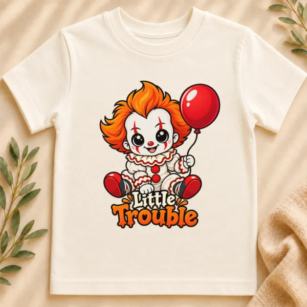 Halloween Creepy Clown Baby Bodysuit or Toddler Shirt — toddler shirt mockup creepy clown baby bodysuit close-up detail