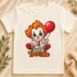 creepy clown baby bodysuit close-up detail