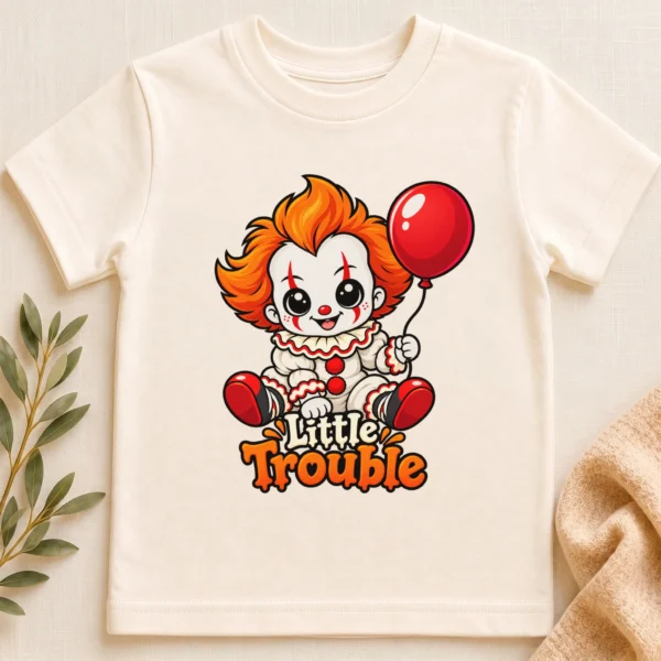 Halloween Creepy Clown Baby Bodysuit or Toddler Shirt — toddler shirt mockup creepy clown baby bodysuit close-up detail