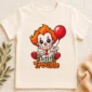 creepy clown baby bodysuit close-up detail