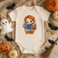 creepy doll baby bodysuit front view