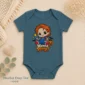 creepy doll baby bodysuit styled product photo