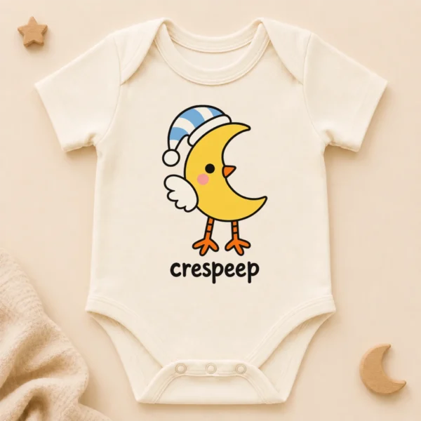 Crescent Moon Bird Baby Bodysuit, Toddler & Youth Shirt | Crespeep — alternate product mockup crescent moon bird baby bodysuit product photo