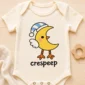 crescent moon bird baby bodysuit close-up detail