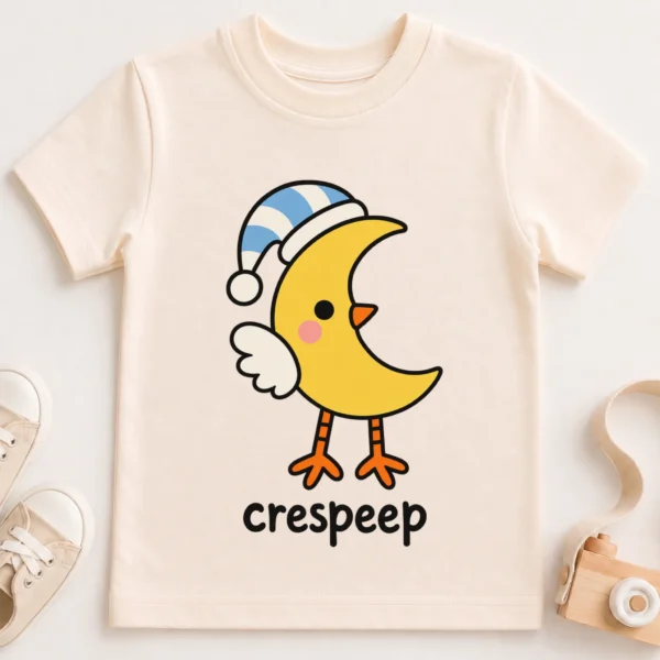 Crescent Moon Bird Baby Bodysuit, Toddler & Youth Shirt | Crespeep — toddler shirt mockup crescent moon bird baby bodysuit close-up detail